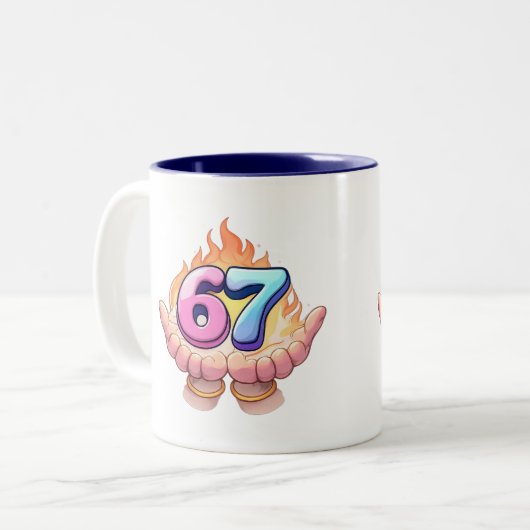 Viral 67 Meme Fire Hands Graphic Trendy Kids Mug (Devant gauche)