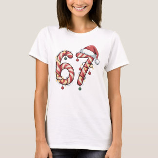 Virale Zes Zeven (6-7) Candy Cane Meme Kerstmis T-shirt