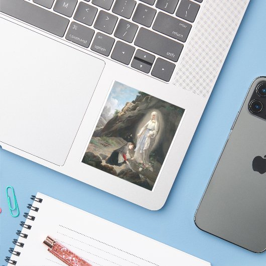 Virgen de Fátima Sticker (Laptop met iPhone)
