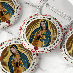 Virgen de Guadalupe begrafenis in liefdevolle heri Ronde Button 5,7 Cm