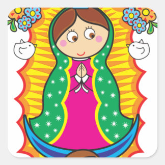 VIRGEN DE GUADALUPE CARICATURA 01 PRO VIERKANTE STICKER