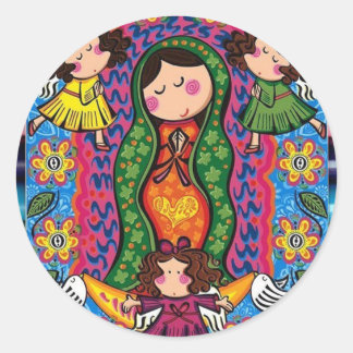 VIRGEN DE GUADALUPE CARICATURA 05 PRO RONDE STICKER