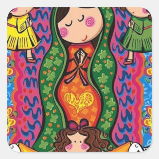 VIRGEN DE GUADALUPE CARICATURA 05 PRO VIERKANTE STICKER