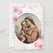 Virgin and Child Soft Pink Roses Catholic Baptism Kaart (Voorkant)
