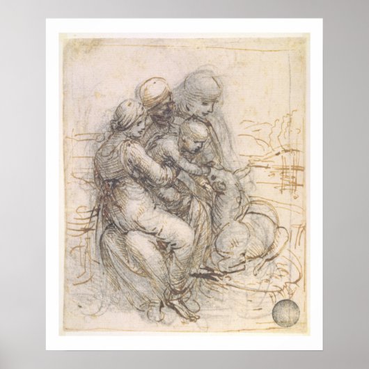 Virgin and Child with St. Anne, c.1501-10 (pen en Poster (Voorkant)