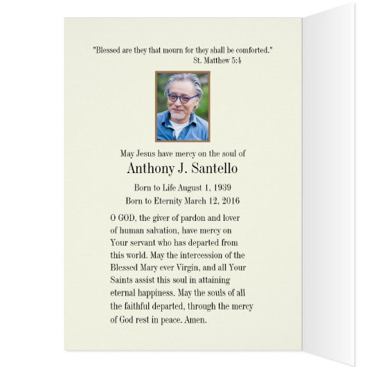 VIRGIN catholique MARY Funeral Condolence (Intérieur (Gauche))