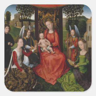 Virgin & Child met Saints Catherine van Alexandri Vierkante Sticker