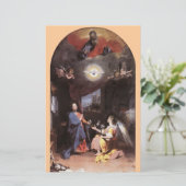 VIRGIN EN ANNUNCIATIE ANGEL, roze Briefpapier (Staand voorkant)