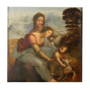 Virgin en het Kind met St. Anne door Da Vinci Tegeltje