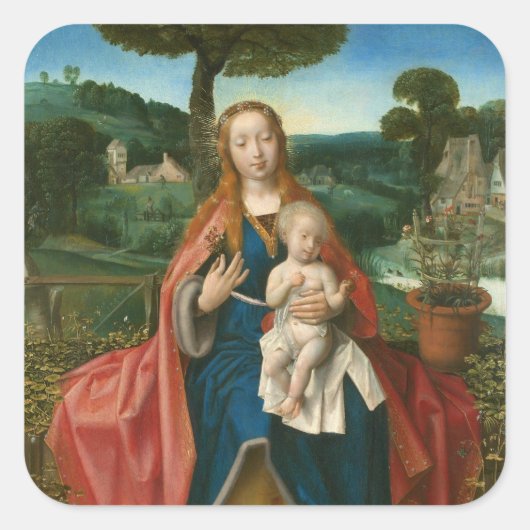 Virgin en kind in het landschap Provoost Fine Art Vierkante Sticker (Voorkant)