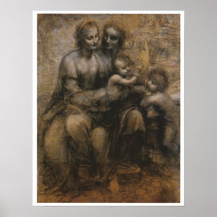 Virgin en kind met Saints Anne & John, da Vinci Poster