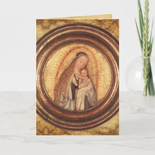 VIRGIN EN KIND, perkament Feestdagen Kaart (Voorkant)