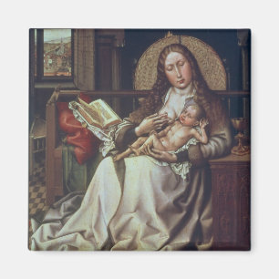 Virgin en kind voor een Firescreen, c.1440 Magneet