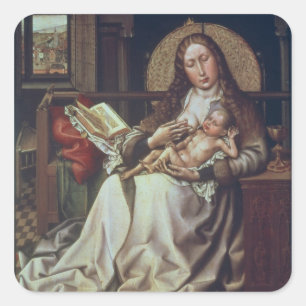 Virgin en kind voor een Firescreen, c.1440 Vierkante Sticker