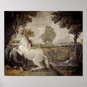 Virgin en Unicorn - Domenichino Palazzo Farnese Poster