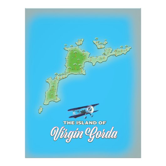Virgin Gorda Map Foto Afdruk (Voorkant)