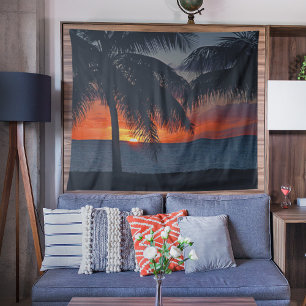 Virgin Islands Sunset Caribbean Ocean Palm Trees Wandkleed