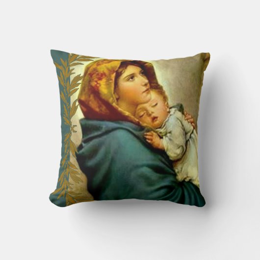 Virgin Madonna Mary met Baby Jesus Kussen (Voorkant)