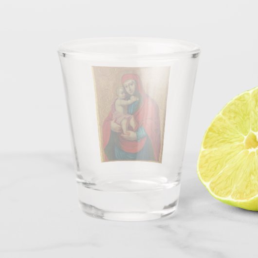 Virgin Mary and Jesus Child by Jan Rombauer Shot Glas (Achterkant)