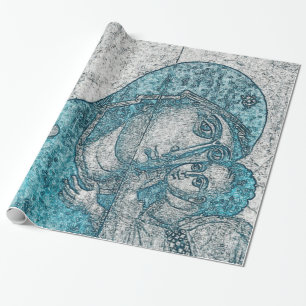 Virgin Mary Baby Jesus Angel Portret Blue Cadeaupapier