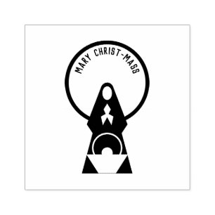 Virgin Mary Baby Jesus in Manger Rubberstempel
