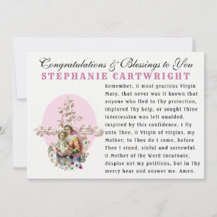 Virgin Mary Baby Jesus katholieke Memorare Prayer Kaart