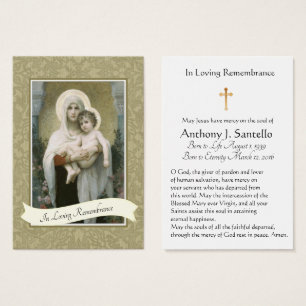 Virgin Mary Baby Jesus rooms-katholieke begrafenis Visitekaartje