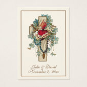 Virgin Mary Blue Floral Mariage Favor Card (Devant)