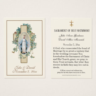 Virgin Mary Blue Floral Mariage Favor Card