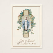 Virgin Mary Blue Floral Mariage Favor Card (Devant)