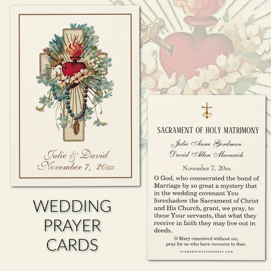 Virgin Mary Blue Floral Mariage Favor Card