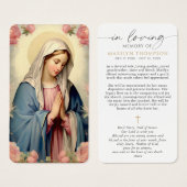 Virgin Mary Cross Sympathy Prayer Card (Devant & derrière)