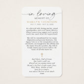 Virgin Mary Cross Sympathy Prayer Card Visitekaartje (Achterkant)