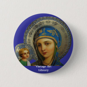 Virgin Mary en Child Jesus Ronde Button 5,7 Cm
