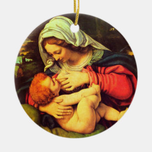 Virgin Mary en Child Keramisch Ornament