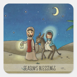 Virgin Mary en Joseph Vierkante Sticker