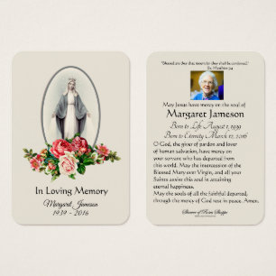 Virgin Mary Floral Funeral Memorial Heilige Kaart