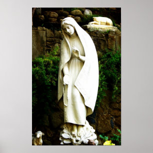 Virgin Mary Garden Statue Poster