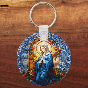 Virgin Mary-Glas in lood Sleutelhanger