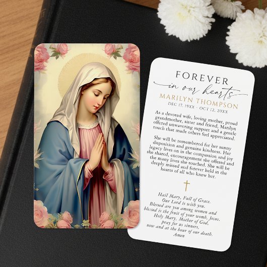 Virgin Mary Hail Mary Memorial Prayer Cards
