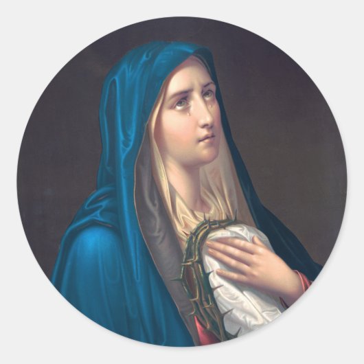 Virgin Mary huilend, E. Steinmann Ronde Sticker (Voorkant)