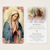 Virgin Mary In Loving Memory Sympathy Prayer Cards (Devant & derrière)
