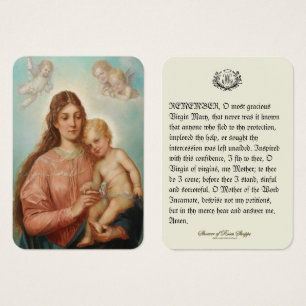 Virgin Mary Jesus Angels Memorare Prayer Visitekaartje