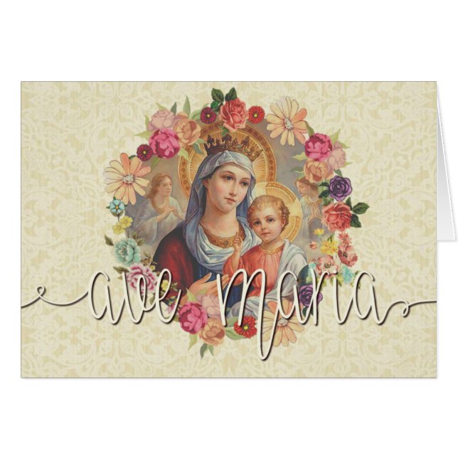 Virgin Mary Jesus Lace Ave Maria Overlay (Voorkant Horizontaal)