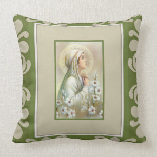 Virgin Mary Lady Mental Peace Lilies Green Decor Kussen