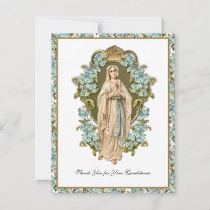 Virgin Mary Lourdes katholieke begrafeniscondolean Bedankkaart