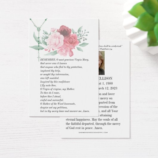 Virgin Mary Memorare Prayer Funeral Prayer Kaart (Bureau)