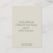 Virgin Mary Moederdag herinnert de Heilige Kaart Visitekaartje (Achterkant)