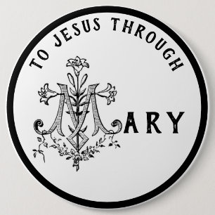 Virgin Mary Religious Catholic Jesus Cross Ronde Button 6,0 Cm