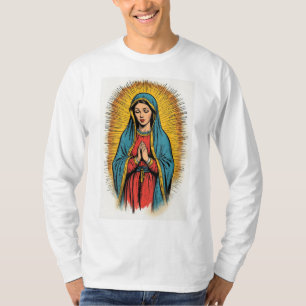 Virgin Mary Retro Heren T-shirt met lange mouwen